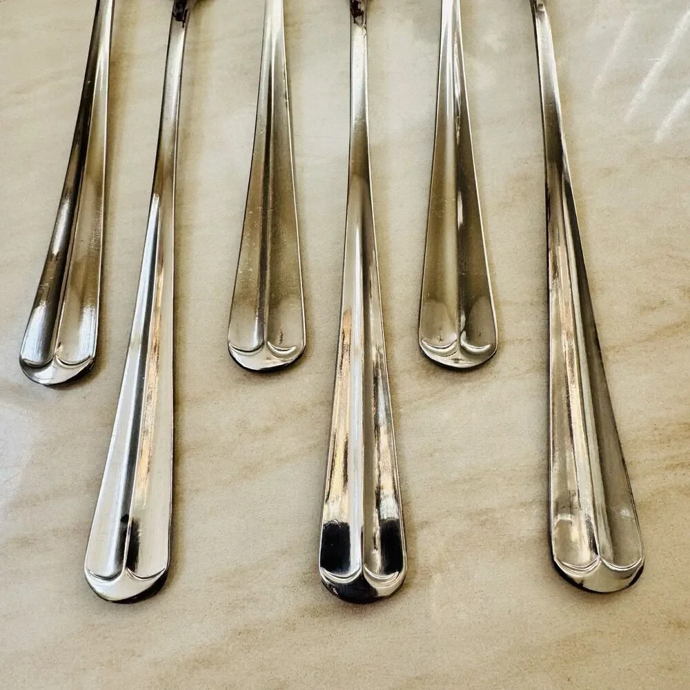 6pc INTERNATIONAL Gran Royal Stainless Iced Tea Spoon 7 1/2” Glossy Replacement